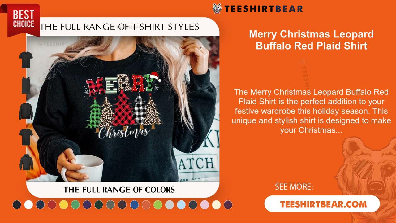 Women's Merry Christmas Y'all Tshirt - Buffalo Plaid & Leopard Print Holiday Graphic Tee For Christmas Parties