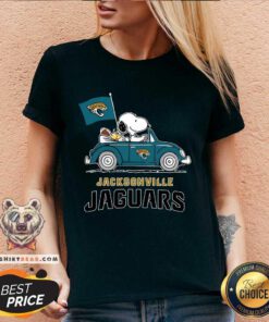 Snoopy And Woodstock Ride The Jacksonville Jaguars Car V-neck
