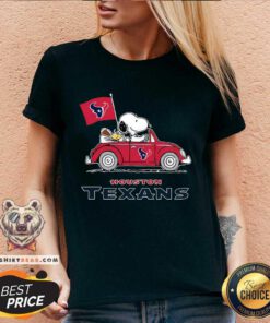 Snoopy And Woodstock Ride The Houston Texans Car V-neck