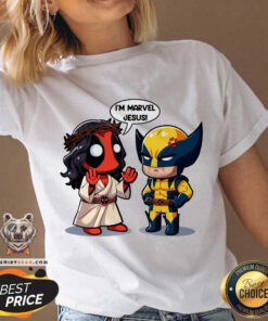 Good I'm Marvel Jesus Deadpool And Wolverine Cartoon V-neck