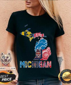 Great Michigan Sports Teams Wolverines Detroit Tigers V-neck