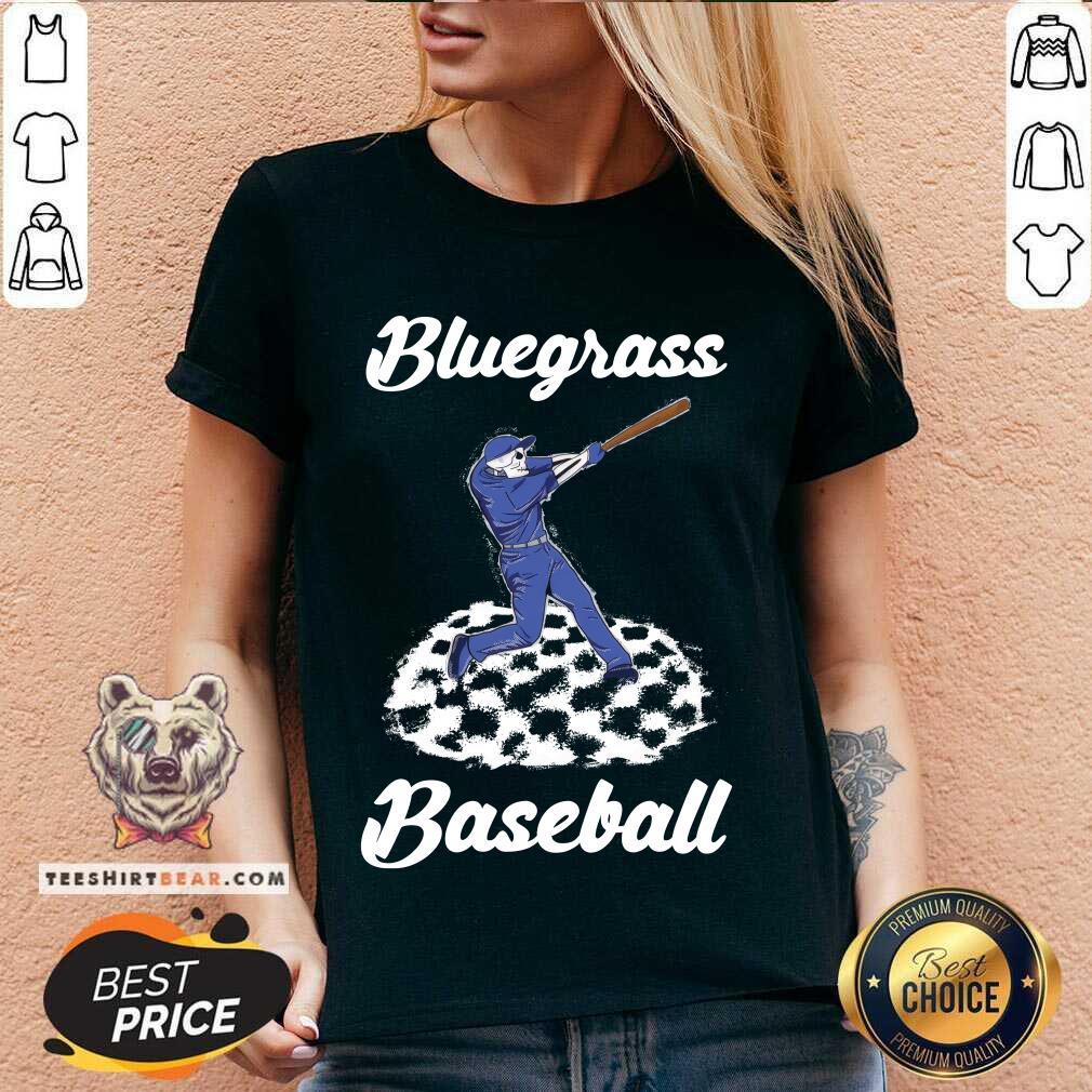 Happy Skeleton Bluegrass Baseball V-neck