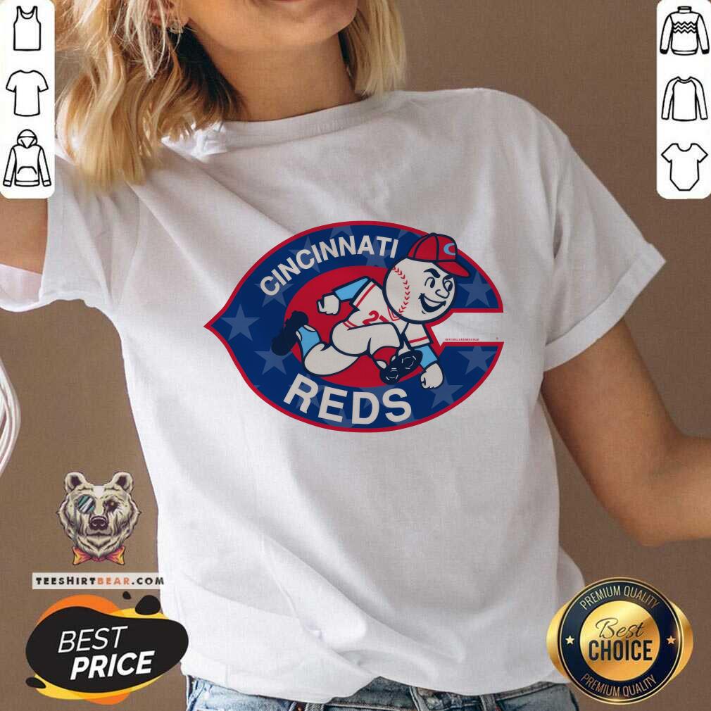 Nice Freedom Cincinnati Reds Mascot Baseball V-neck