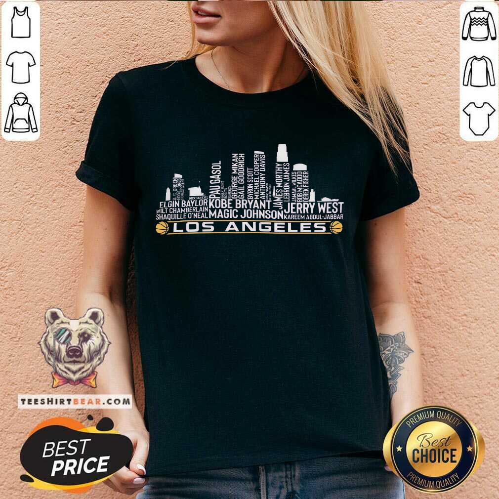 Nice Los Angeles Lakers Basketball Magic Johnson Jerry West V-neck