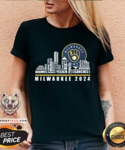 Nice Milwaukee Brewers Baseball Team Skyline V-neck