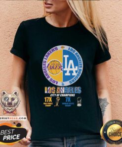 Pretty Los Angeles Lakers x Los Angeles Dodgers Of Champions V-neck