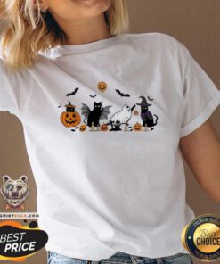 Funny Ghost Cat Halloween Black Cat V-neck