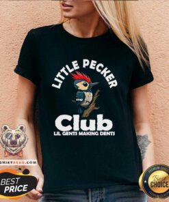 Funny Little Pecker Club Lil Gents Making Dents Woodpecker V-neck