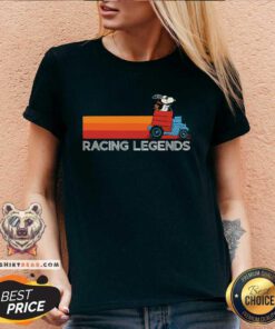 Funny Snoopy And Woodstock In Hose Racecar Racing Legends V-neck
