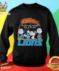 Great Detroit Lions Peanuts Charlie Browns And Snoopy In Fall Sweatshirt
