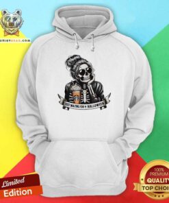Happy Just Waiting For Halloween Spooky Season Skeleton Coffee Hoodie