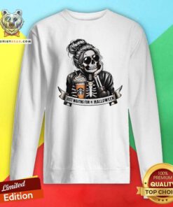 Happy Just Waiting For Halloween Spooky Season Skeleton Coffee Sweatshirt
