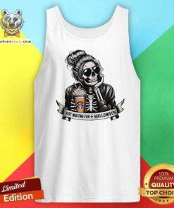 Happy Just Waiting For Halloween Spooky Season Skeleton Coffee Tank-top