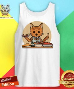 Hot Food Preparation Worker Cat Cartoon Tank-top