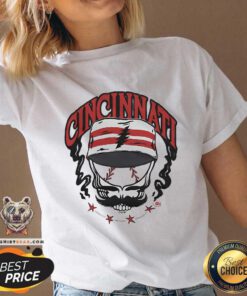 Hot MLB X Grateful Dead X Reds Skull V-neck