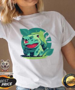 Hot Pokemon Bulbasaur Grass Starter Paint V-neck