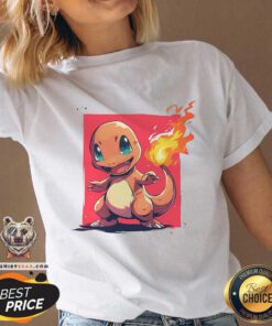 Hot Pokemon Charmander Fire Starter Paint V-neck