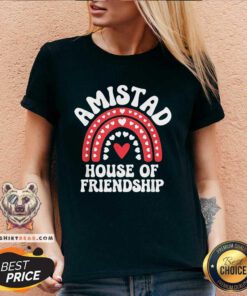 Official Amistad House Of Friendship Boho Heart Rainbow V-neck