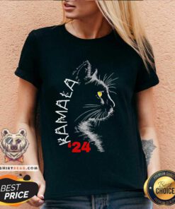 Official Cat Ladies For Kamala Cat 2024 President Kamala Harris V-neck