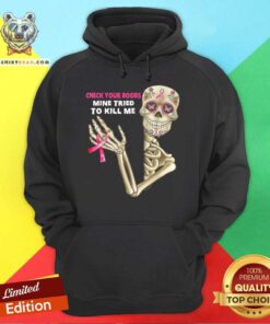 Official Check Your Boobs Skeleton Hand Breast Cancer Awareness Hoodie