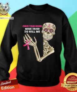 Official Check Your Boobs Skeleton Hand Breast Cancer Awareness Sweatshirt