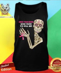 Official Check Your Boobs Skeleton Hand Breast Cancer Awareness Tank-top