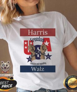 Official Kamala Harris X Tim Walz 2024 Freedom Justice And Equality V-neck
