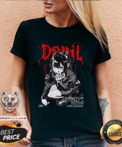 Original Cute Devil Danger Keep Out Anime Girl V-neck