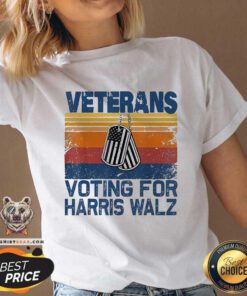 Premium Vintage Veterans Voting For Harris Walz Walz 2024 V-neck
