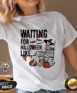 Premium Waiting For Halloween Like Skeleton Pumpkin V-neck