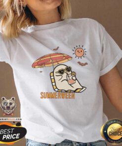 Pretty Cute Ghost Spooky Beach Summer Vacation Halloween V-neck
