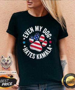 Pretty Even My Dog Hates Kamala Anti Harris USA Flag 2024 V-neck