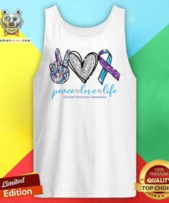 Pretty Peace Love Life Suicide Prevention Awareness Tank-top