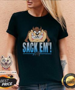 Awesome Looney Tunes Taz Sack Em' X Carolina Panthers V-neck