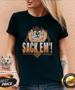 Awesome Looney Tunes Taz Sack Em' X Chicago Bears V-neck