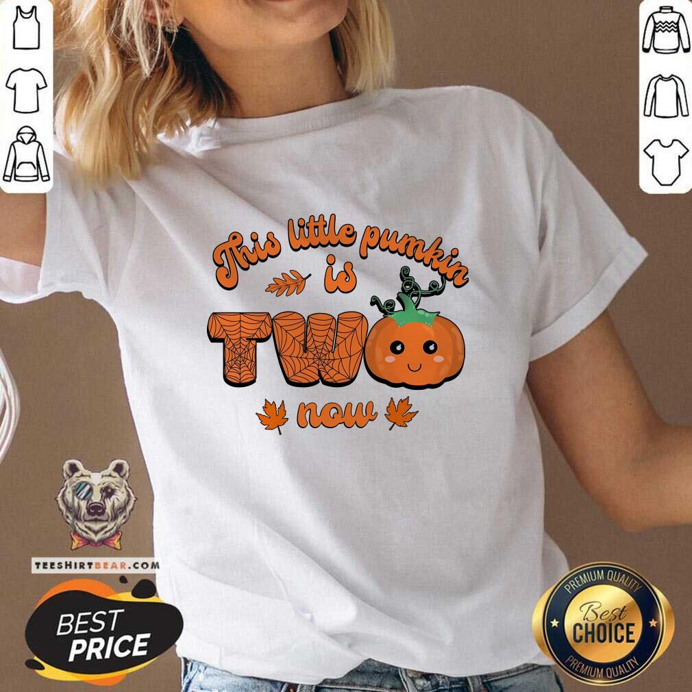 Awesome This Little Pumpkin Is Two Now Fall Halloween V-neck