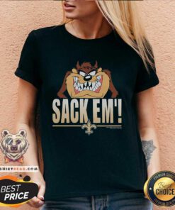 Great Looney Tunes Taz Sack Em' X New Orleans Saints V-neck