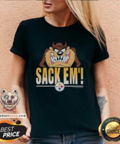 Great Looney Tunes Taz Sack Em' X Pittsburgh Steelers V-neck