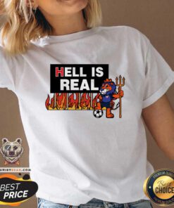 Hot Hell Is Real Sign Cartoon Lion V-neck
