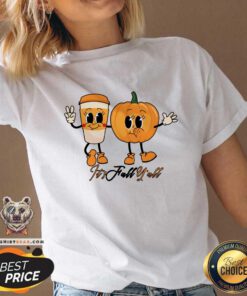 Hot It's Fall Y'all Pumpkin Spice Latte Retro V-neck