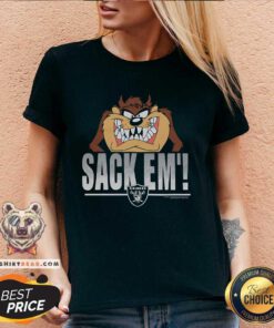 Hot Looney Tunes Taz Sack Em' X Las Vegas Raiders V-neck