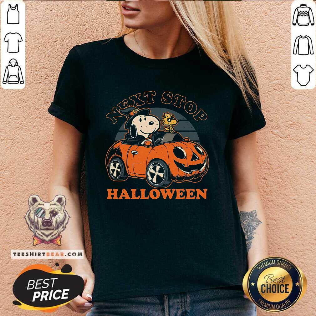 Hot Spooky Snoopy Beagle Car Next Stop Halloween V-neck