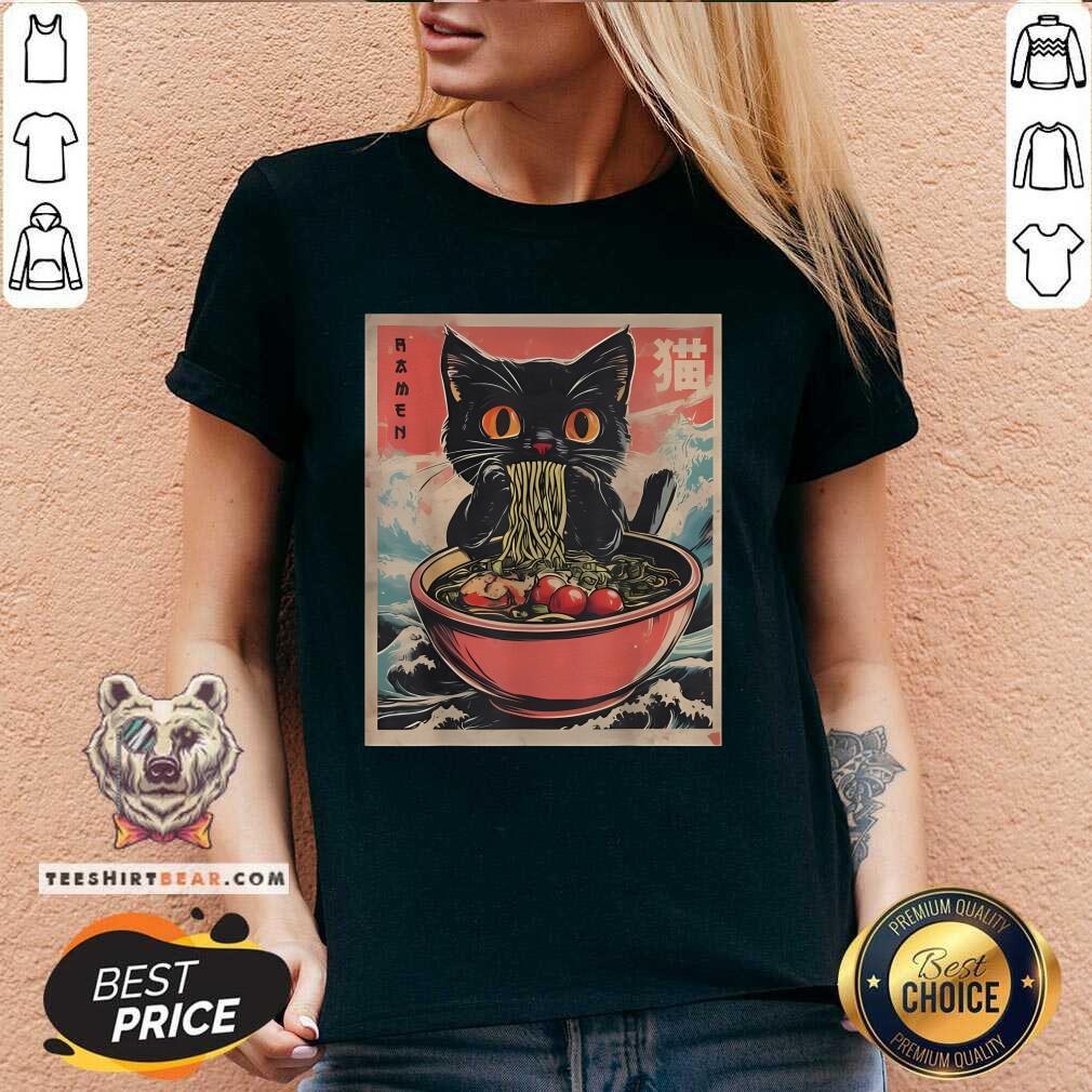 Nice Cat Ramen Japanese Kawaii Cat Anime V-neck