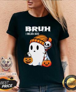 Nice Halloween Bruh Ghost Boo Skull Pumpkin V-neck