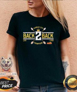 Nice Kansas City Chiefs Back To Back Champions V-neck