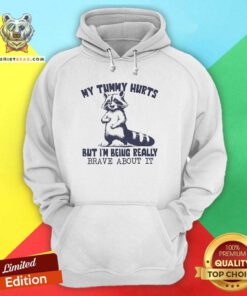 Nice My Tummy Hurts But I'm Being Really Brave About It Racoon Hoodie