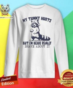 Nice My Tummy Hurts But I'm Being Really Brave About It Racoon Sweatshirt