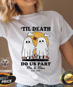 Original Til Death Mrs Mr Est 2024 Ghost Couple Halloween V-neck