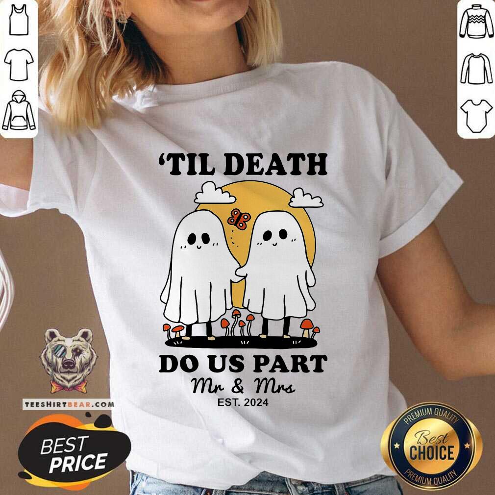 Original Til Death Mrs Mr Est 2024 Ghost Couple Halloween V-neck