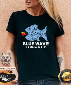 Premium Blue Fish Wave Kamala Walz 2024 V-neck